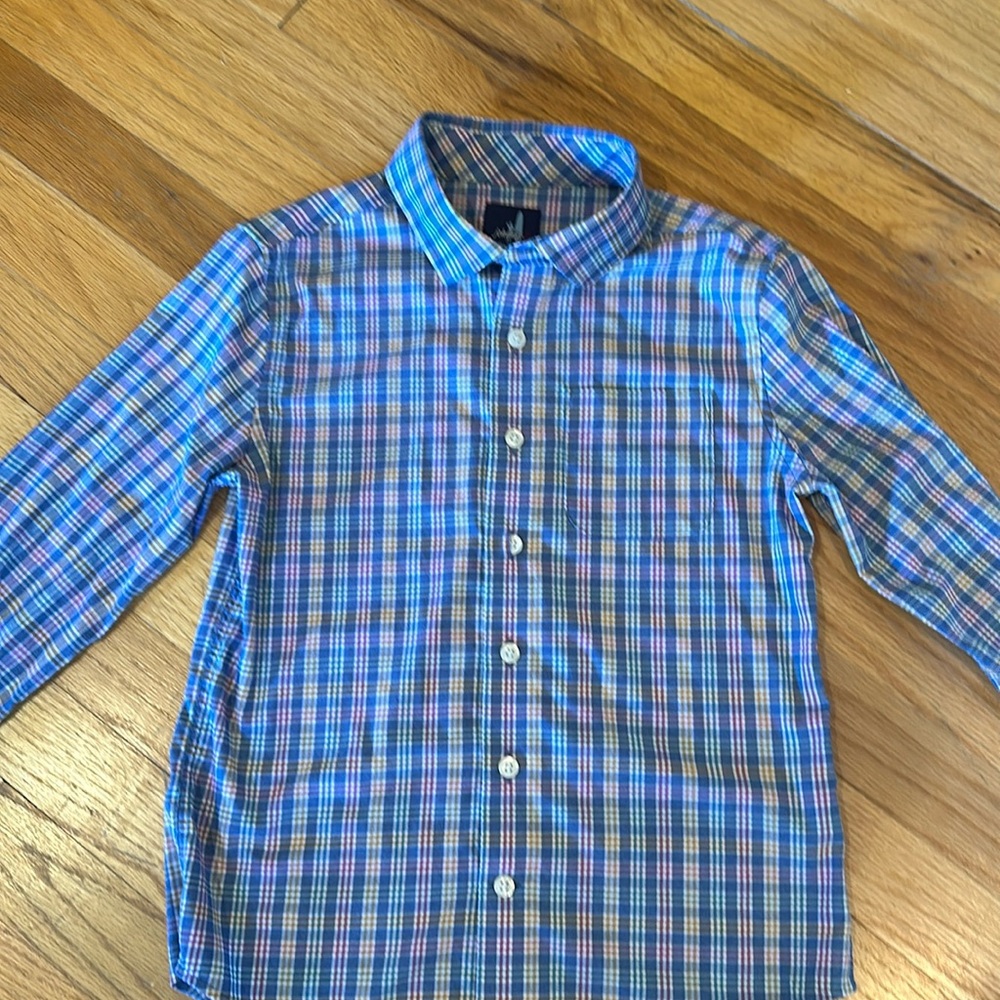 Johnnie O Prep Formance blue pastel check button down 8 like new condition
